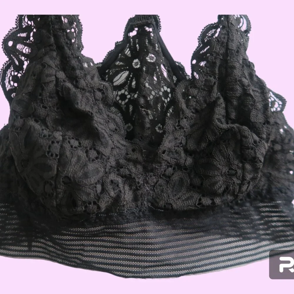 Victoria's Secret bra bralette lace lacey cross back bra in black size small. - Picture 7 of 8